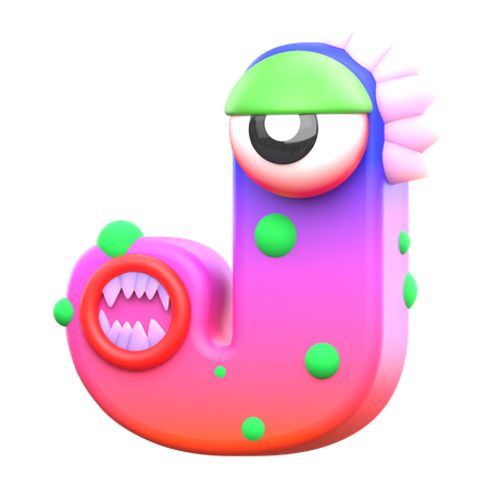 Alfabeto monstro j  3D Icon