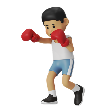 Garçon de boxe jab  3D Illustration