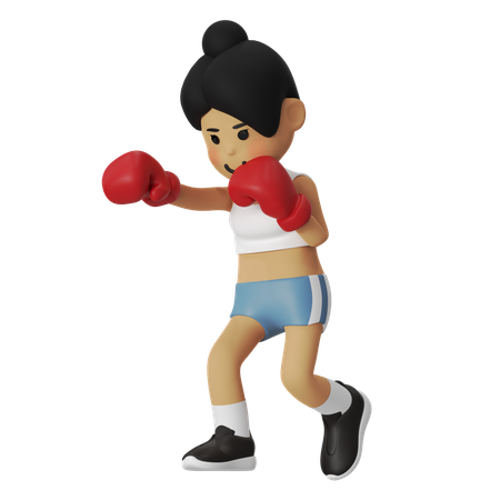 ジャブボクシングをする女の子  3D Illustration