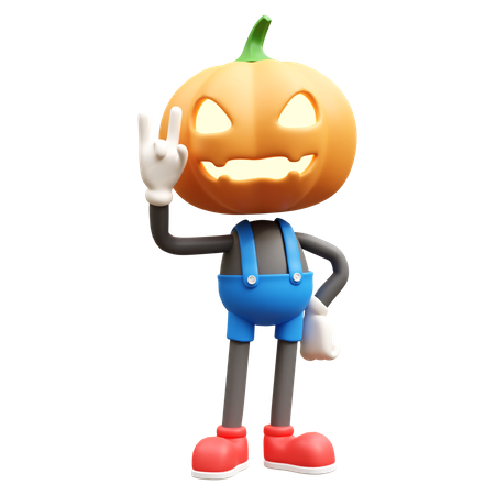 Jack o lantern com gesto de rock and roll  3D Illustration