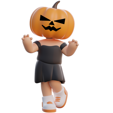 Jack O Lanterna Feminino  3D Illustration