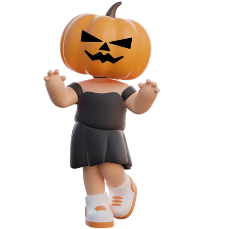 Jack O Lanterna Feminino  3D Illustration