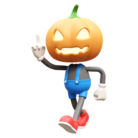 Jack O Lantern Pointing Up  3D Illustration