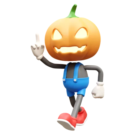 Jack O Lantern Pointing Up  3D Illustration