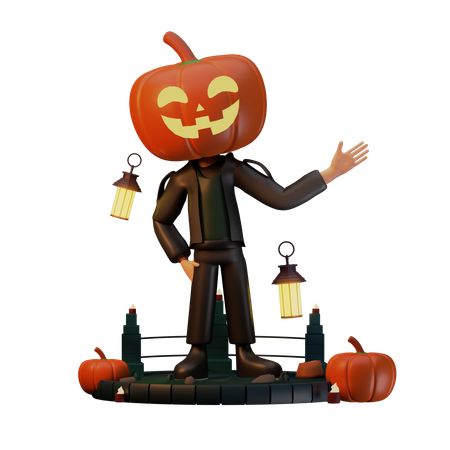 Jack O Lantern ponto para a esquerda  3D Icon