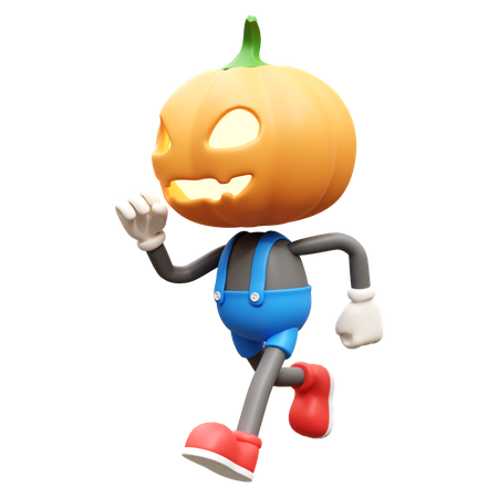 Jack O Lantern Running  3D Illustration