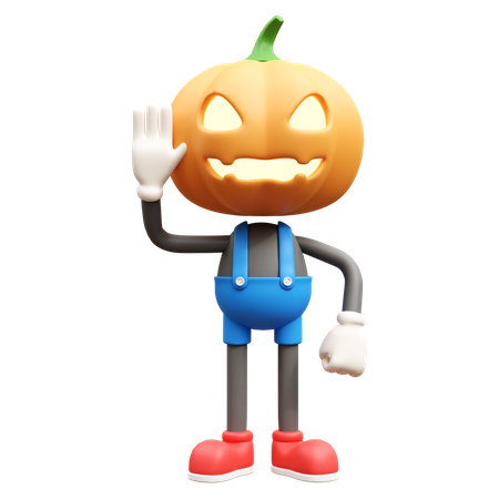 Jack O Lantern Saying Hello  3D Illustration