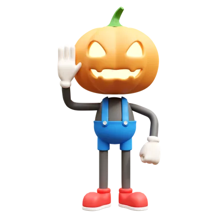 Jack O Lantern Saying Hello  3D Illustration