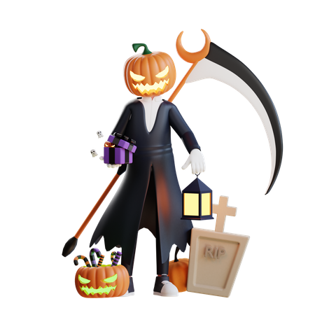 Jack o lantern segurando presente  3D Icon