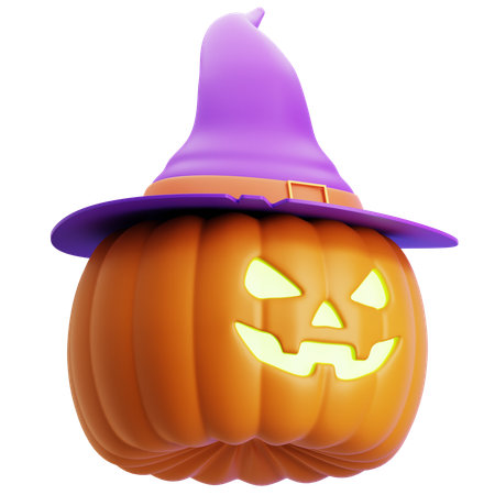 Jack O Lantern Wearing Hat  3D Icon