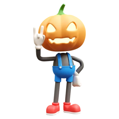 Jack O Lantern With Rock And Roll Gesture  3D Illustration