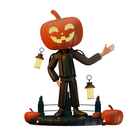 Jack O Lantern pointe vers la gauche  3D Illustration