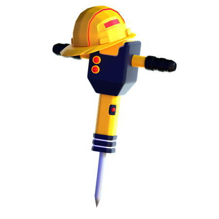 Jackhammer With Helmet  3D Icon