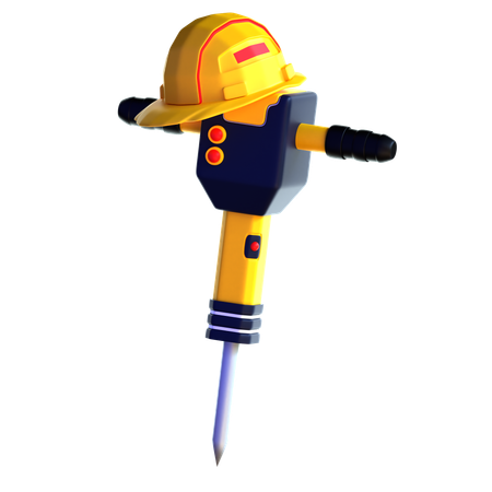 Jackhammer With Helmet  3D Icon