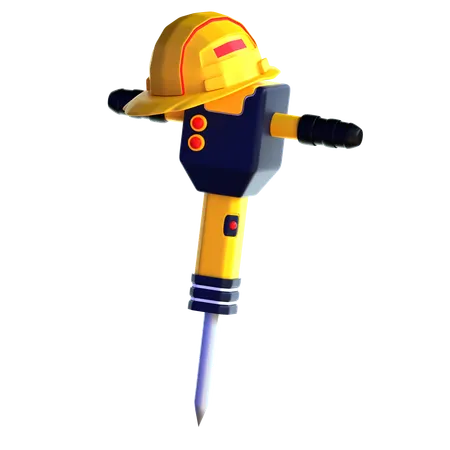Jackhammer With Helmet  3D Icon