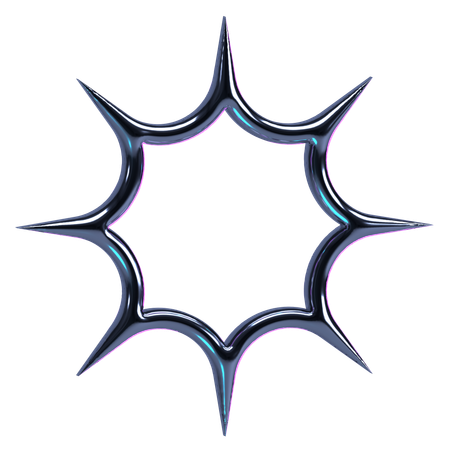 Jagged Chrome Star  3D Icon