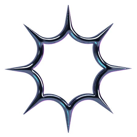 Jagged Chrome Star  3D Icon