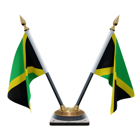 Jamaica Double Desk Flag Stand  3D Flag