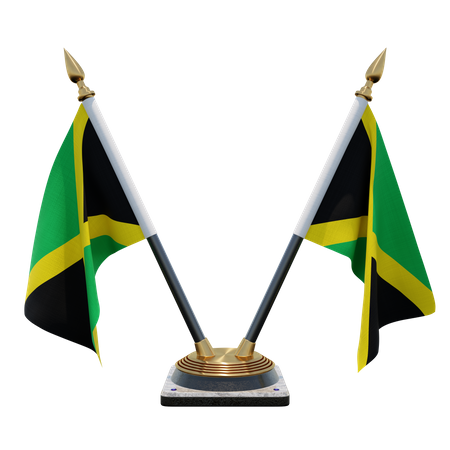 Jamaica Double Desk Flag Stand 3D Illustration