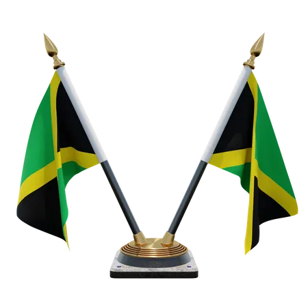 Jamaica Double Desk Flag Stand  3D Flag