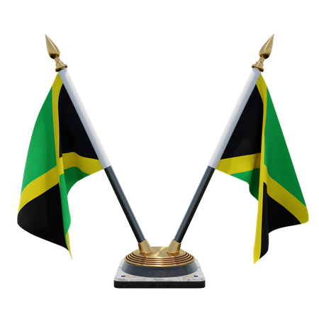 Jamaica Double (V) Desk Flag Stand  3D Icon