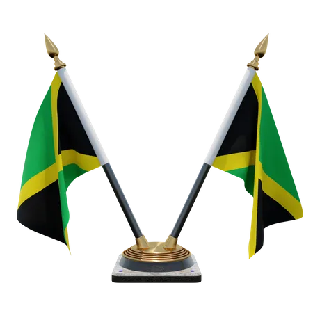 Soporte de bandera de escritorio doble de Jamaica  3D Flag