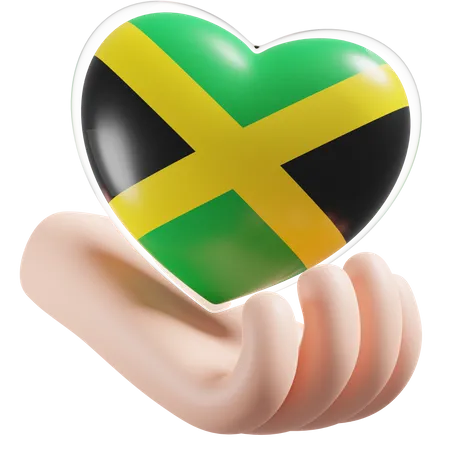 Jamaica Flag Heart Hand Care  3D Icon