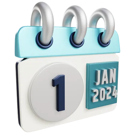 3 D Jan 1 2024 With Isolated Background 3D Icon