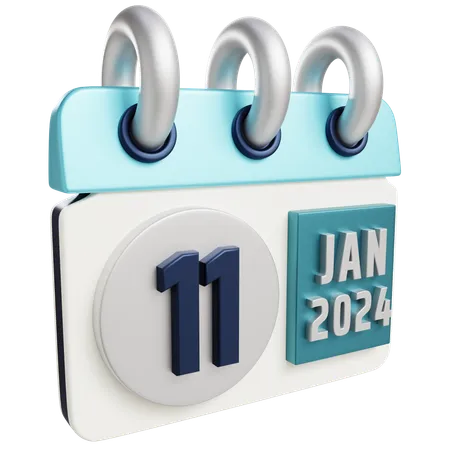3 D Jan 11 2024 With Isolated Background 3D Icon