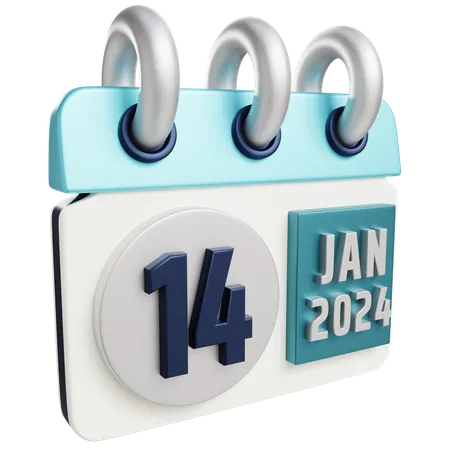 3 D Jan 14 2024 With Isolated Background 3D Icon