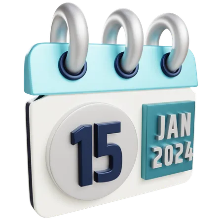 3 D Jan 15 2024 With Isolated Background 3D Icon