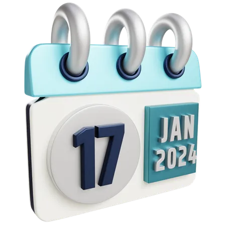 3 D Jan 17 2024 With Isolated Background 3D Icon