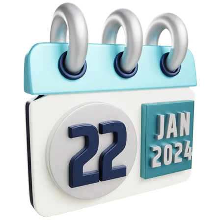 3 D Jan 22 2024 With Isolated Background 3D Icon