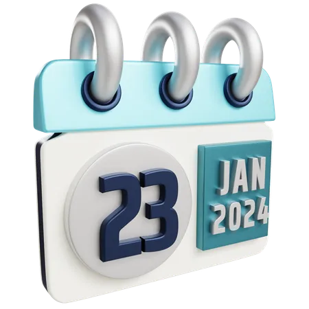 3 D Jan 23 2024 With Isolated Background 3D Icon