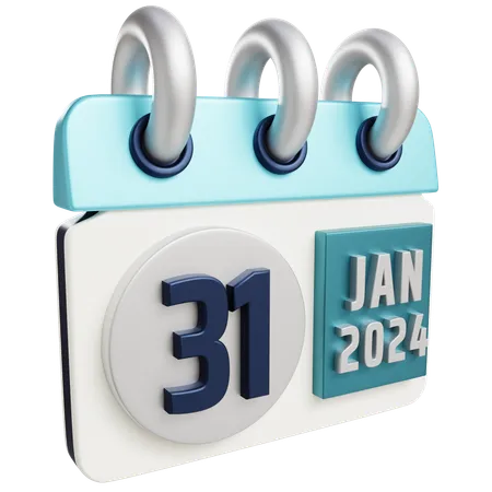 3 D Jan 31 2024 With Isolated Background 3D Icon
