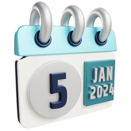 3 D Jan 5 2024 With Isolated Background 3D Icon