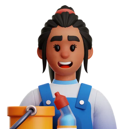 JANITOR WOMAN  3D Icon