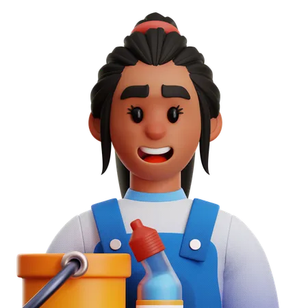 Janitor Woman  3D Icon