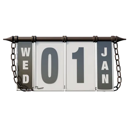 January 01 Wednesday  3D Illustration