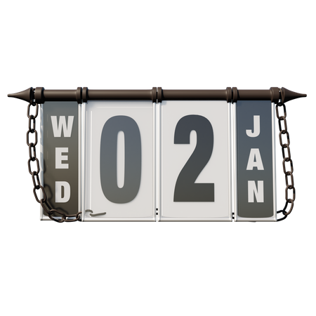 January 02 Wednesday  3D Illustration