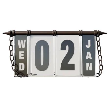 January 02 Wednesday  3D Illustration