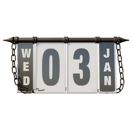 January 03 Wednesday  3D Illustration