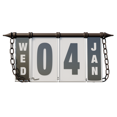 January 04 Wednesday  3D Illustration