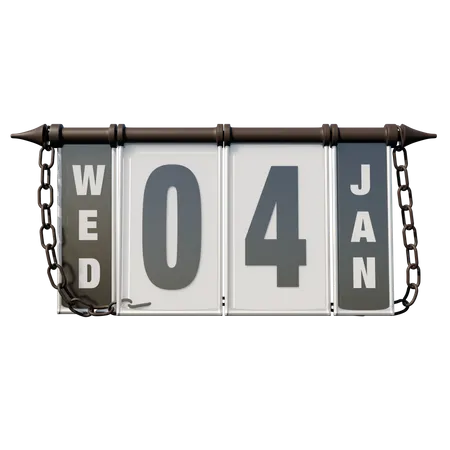 January 04 Wednesday  3D Illustration