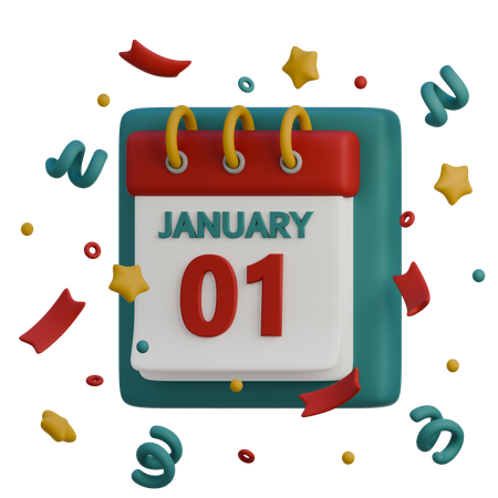 January 1  3D Icon