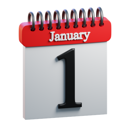 January 1  3D Icon