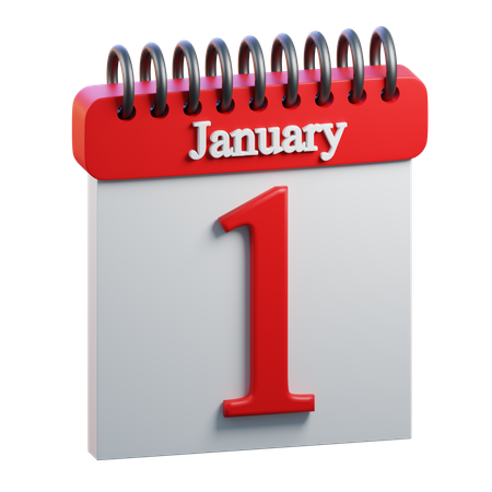 January 1  3D Icon