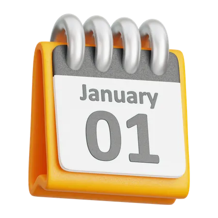 January 1  3D Icon