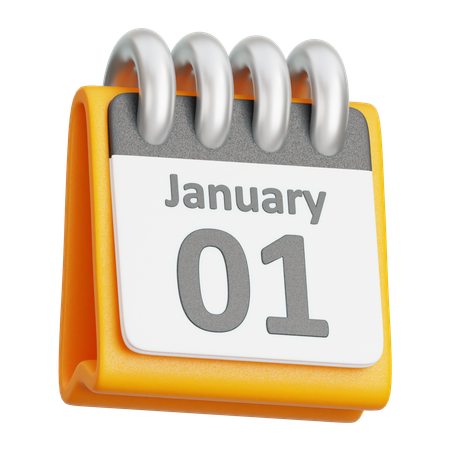 January 1  3D Icon