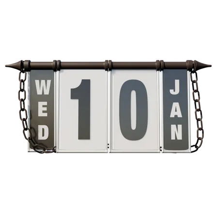 January 10 Wednesday  3D Illustration